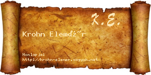 Krohn Elemér névjegykártya